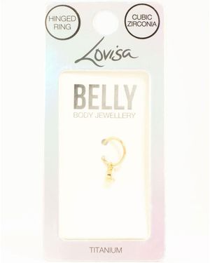 Lovisa Plated Titanium Cubic Zirconia Charm Belly Ring - Metallic
