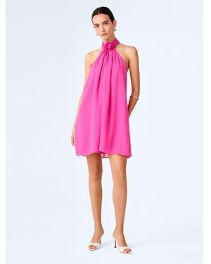 OMNES Dresses Demi Dress High Halter Neck Chiffon Mini Dress - Pink