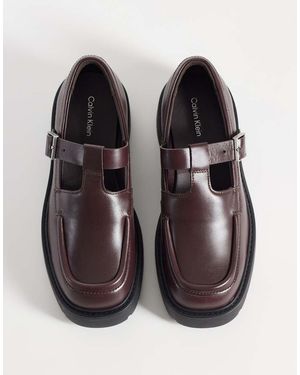 Calvin Klein Mocasines Chunky De Cuero Marrón Oscuro
