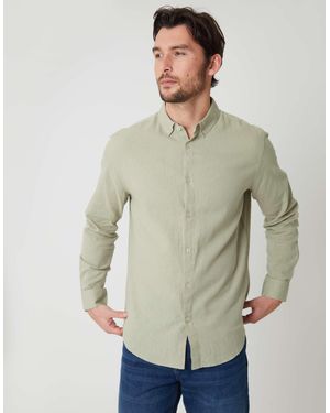 Threadbare Long Sleeve Linen Mix Shirt - Green