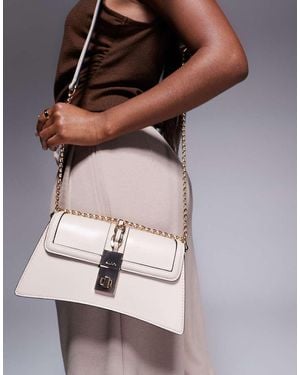 ALDO Flap Shoulder Bag With Clasp Detail - Natural