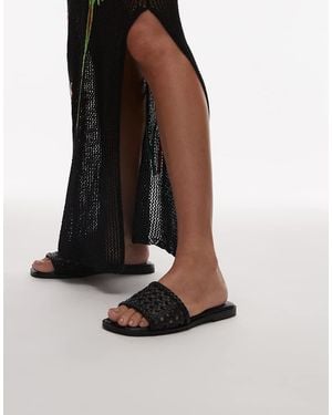 TOPSHOP Sandalias Negras Planas Con Diseño Entretejido Jackie De - Blanco