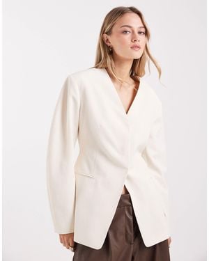 ASOS Cinched Linen Look Blazer - Natural