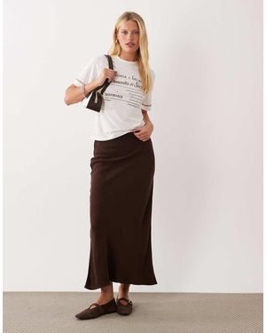 ASOS Linen Bias Midaxi Skirt - Brown