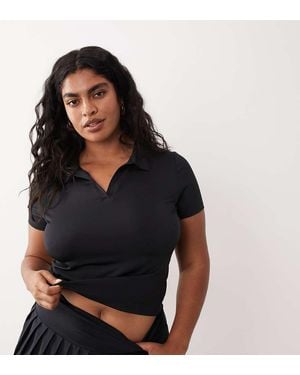 4505 Curve Active Short Sleeve Tennis Polo Top - Black