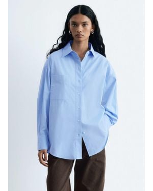 & Other Stories Oversize-hemd aus reiner baumwolle mit tasche - Blau