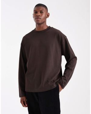 ASOS T-shirt à manches longues oversize épais - marron