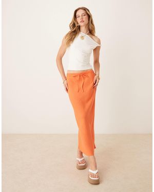 ASOS Linen Blend Bias Midi Skirt - Orange