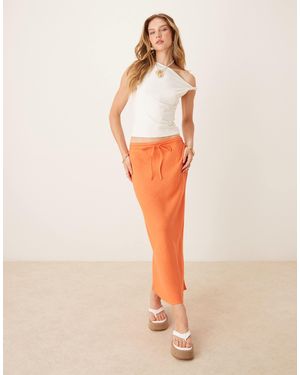 ASOS Linen Blend Bias Midi Skirt - Orange