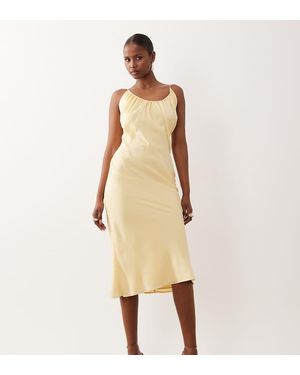 ASOS Asos Design Petite Scoop Neck Bias Cut Midaxi Dress - Natural
