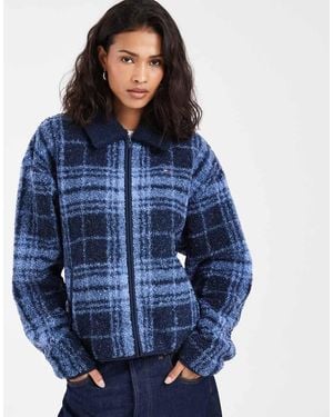 Tommy Hilfiger Flag Logo Borg Zip Up Jacket - Blue