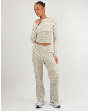 SIMMI Soft Stripe Wide Leg Trousers - Natural