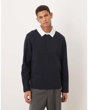 ASOS Sudadera Con Cuello Tipo Polo En Contraste De - Azul