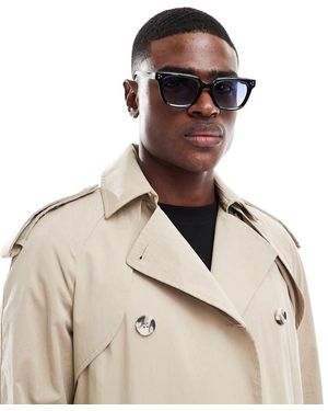 ASOS Occhiali Da Sole Squadrati Con Montatura Nera E Lenti Blu - Neutro