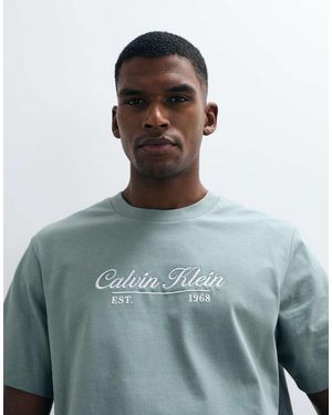 Calvin Klein T-Shirt Met Geschreven Logo - Groen