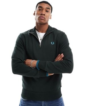 Fred Perry Half-Zip Striped Tipping Sweatshirt - Black