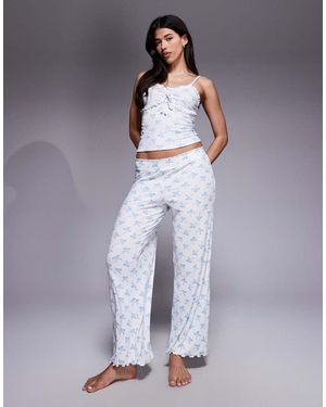 Boux Avenue Pijama Azul De Pantalones Y Top De Tirantes Con Lazo Y Volante De