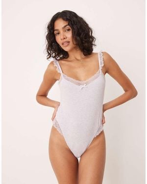 ASOS Taylor Rib Soft Body With Lace Trim - White