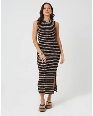 Brave Soul Textured Jersey Sleeveless Stripe Maxi Dress - White