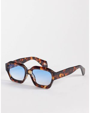 ASOS – sonnenbrille mit breitem, eckigem gestell und blauen gläsern