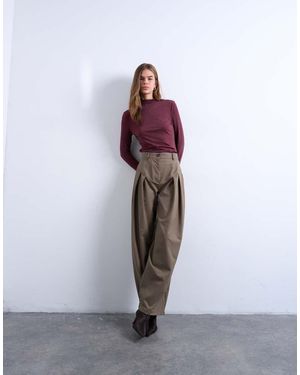 TOPSHOP Dropped Waist Barrel Trouser - Purple