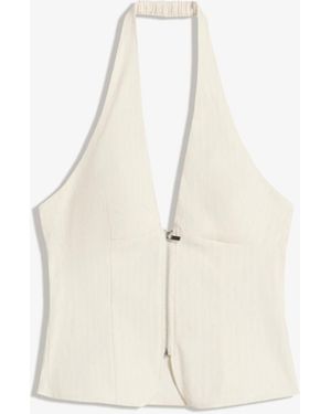 Bershka – neckholder-oberteil aus bengaline - Weiß