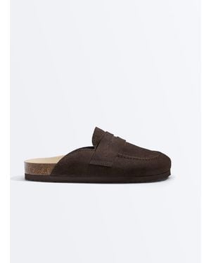 Oysho Suede Clogs - Brown