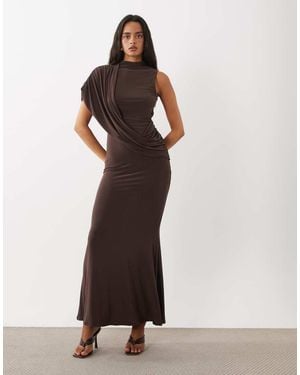 ASOS Backless Drape Sleeveless Maxi Dress - Brown