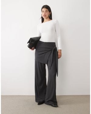 ASOS Superweiche, drapierte wide-leg-hose mit bindeband an der seite - Weiß