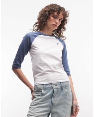 Collusion Raglan Fitted T-shirt With 3/4 Sleeve - White