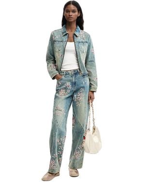 Desigual Floral Jeans - Blue