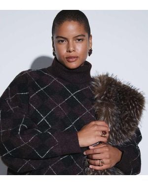 ASOS Asos Design Curve High Neck Argyle Jumper - Black