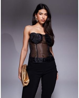 ASOS Organza Bandeau Top With Heart Detail - Black