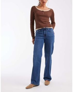 Vero Moda Flora Jeans Dritti A Vita Alta Con Cintura - Blu