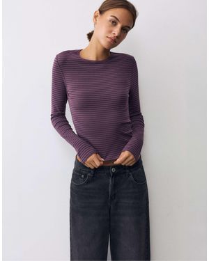 Pull&Bear Eng anliegendes langarm-t-shirt - Lila