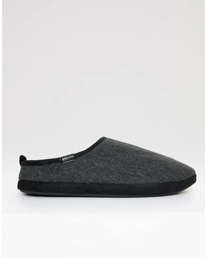 Threadbare Faux Fur Lined Mule Slippers - Black