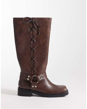 Public Desire Soulful Harness Knee Boots - Brown