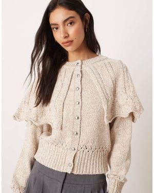 Free People Cape Detail Cardigan - Natural