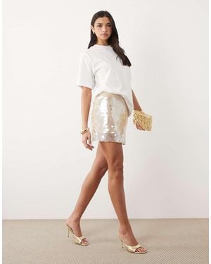 Gina Tricot Sequin Mini Skirt - Natural