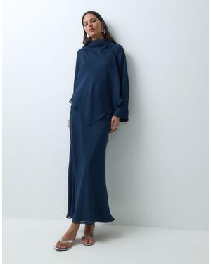 ASOS Vestito Maxi A Maniche Lunghe A Doppio Strato - Blu