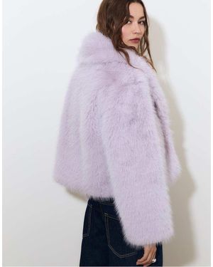 Stradivarius Faux Fur Jacket - Purple