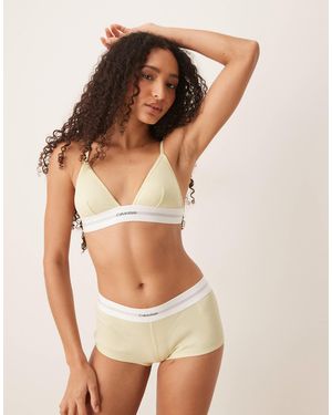 Calvin Klein – unwattierter triangel-bh aus geripptem modal - Braun