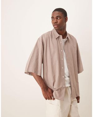 ASOS Chemise oversize à carreaux - beige - Neutre