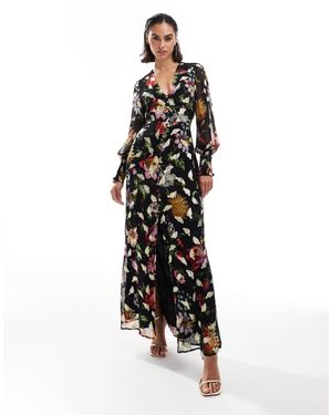 Hope & Ivy Button Front Midaxi Dress With Tie Back - White
