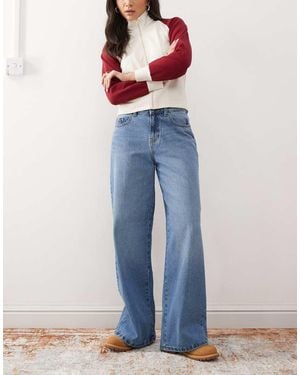 Noisy May Brandy Mid Rise Loose Fit Jeans - Blue