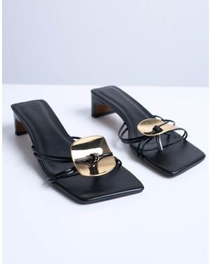 TOPSHOP Ilaria Kitten Heeled Sandal With Metal Trim - Blue