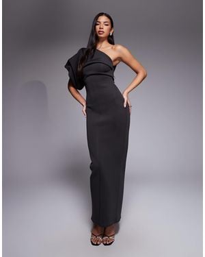 ASOS Scrunch One Shoulder Maxi Dress - Brown