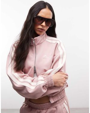 CERNUCCI Funnel Neck Cropped Double-zip Jacket With Sleeve Taping - Pink