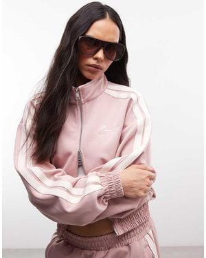 CERNUCCI Chaqueta Corta Con Cuello Alzado, Cremallera Doble Y Cintas En Las Mangas (Parte De Un Conjunto) - Rosa