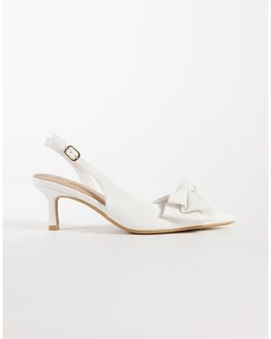 New Look Oversized Bow Sling Back Heeled Shoe - White